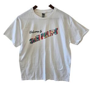 San Felipe Mexico Travel Tourist Souvenir Short Sleeve White Shirt Large